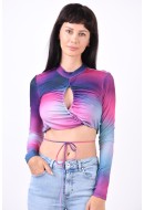 Women Blouse Vero Moda Vmkarenrasmine Crop Luchsia/Navy Blazer